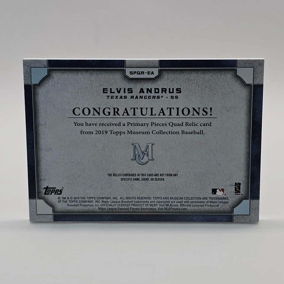 2019 Topps музейная коллекция Элвис Андрус четыре реликвии медь /75 - Изображение 2 из 2