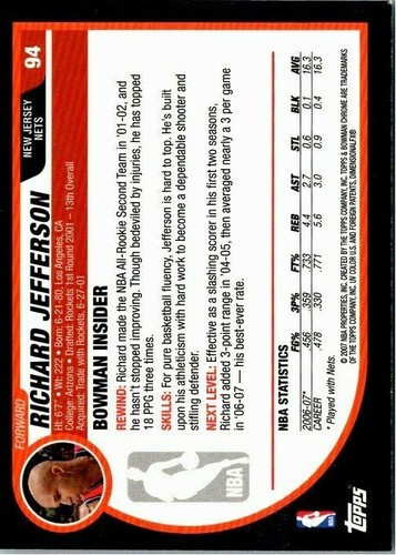 2007-08 Bowman Chrome Basketball -Pick Choose Your Cards  - Picture 103 of 117