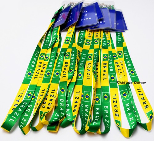 12 Brazil Flag Lanyard Keychain ID Holder Neck Strap Party Favors Llaveros - Picture 2 of 7