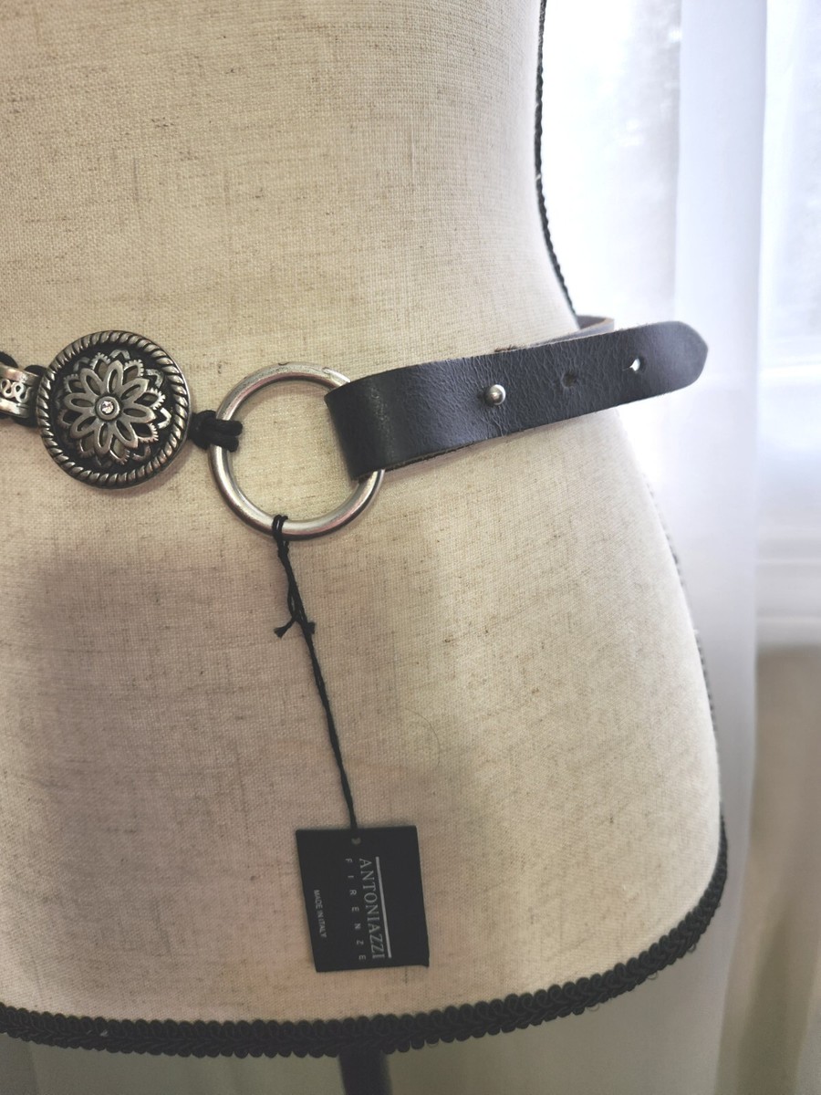 NWT ANTONIAZZI MADE IN ITALY GENUINE LEATHER  LASER CUT BELT Belt Antoniazzi Firenze Leather Made In Italy Metal  main image 2