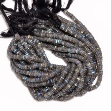 Natural Labradorite Gemstone Rondelle Shape Smooth Beads 5X5X3mm Strand 8" GB337