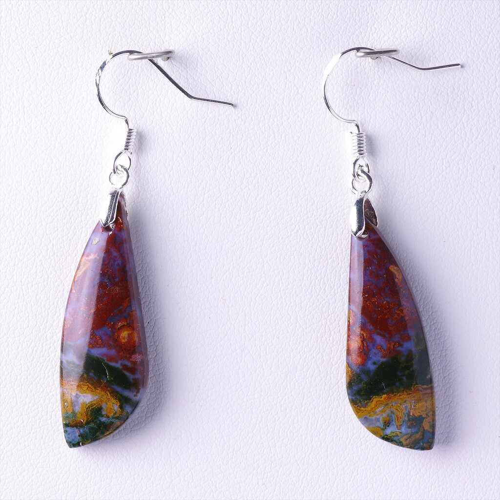 Agate Hongrie 27,06 ct - Boucles d'oreilles en pierre naturelle véritable de Hongrie A24-249