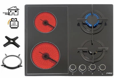 PHÖNIX GERMANY Phönix PE-603ET piano cottura a gas combinato vetroceramica fornello a gas 4 zone piano cottura