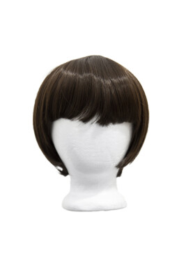 8'' Short Straight Bob Cut with 5'' Bangs Espresso Brown Wig NEW
