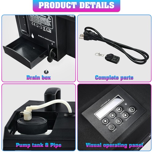 3000W DMX Smoke Fog Bubble Machine w/RGB LED Light Stage Bubble Blower DJ Fogger - Picture 6 of 12