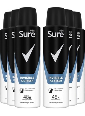 Sure Men Invisible Ice Fresh Aerosol Anti-Transpirant Deodorant 48H - 6 x 150ML