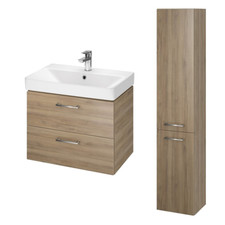 Badezimmermöbel Set Nussbaum Waschtischunterschrank 60cm & Hochhängeschrank 150