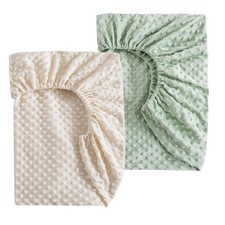 La Sheer Fuzzy Crib Sheets Fitted 2 PackPlush Fleece Minky Crib Sheet for Sta...