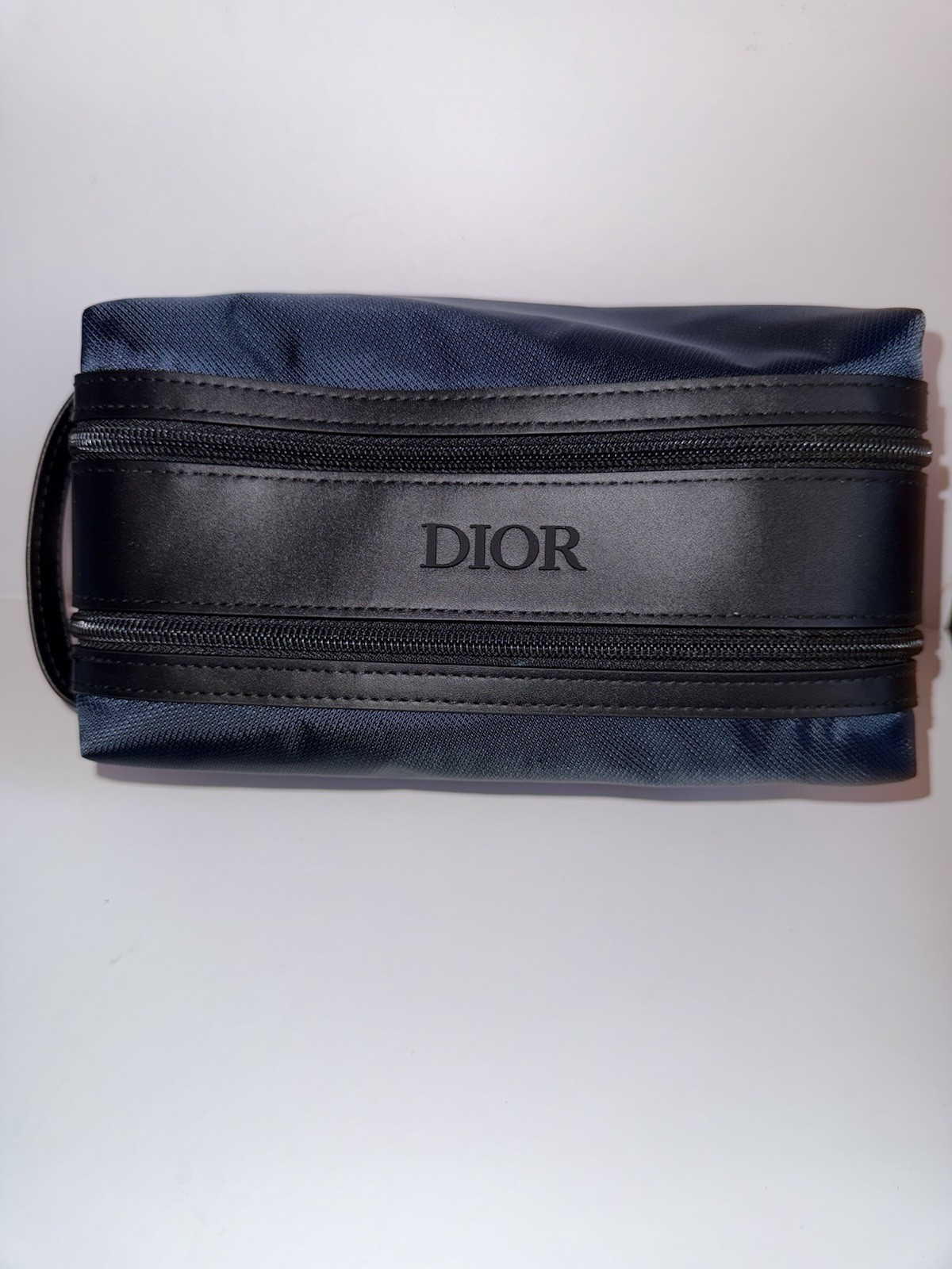 DIOR Men's Toiletry Bag TRAVEL CASE Double Zipper NAVY BLUE