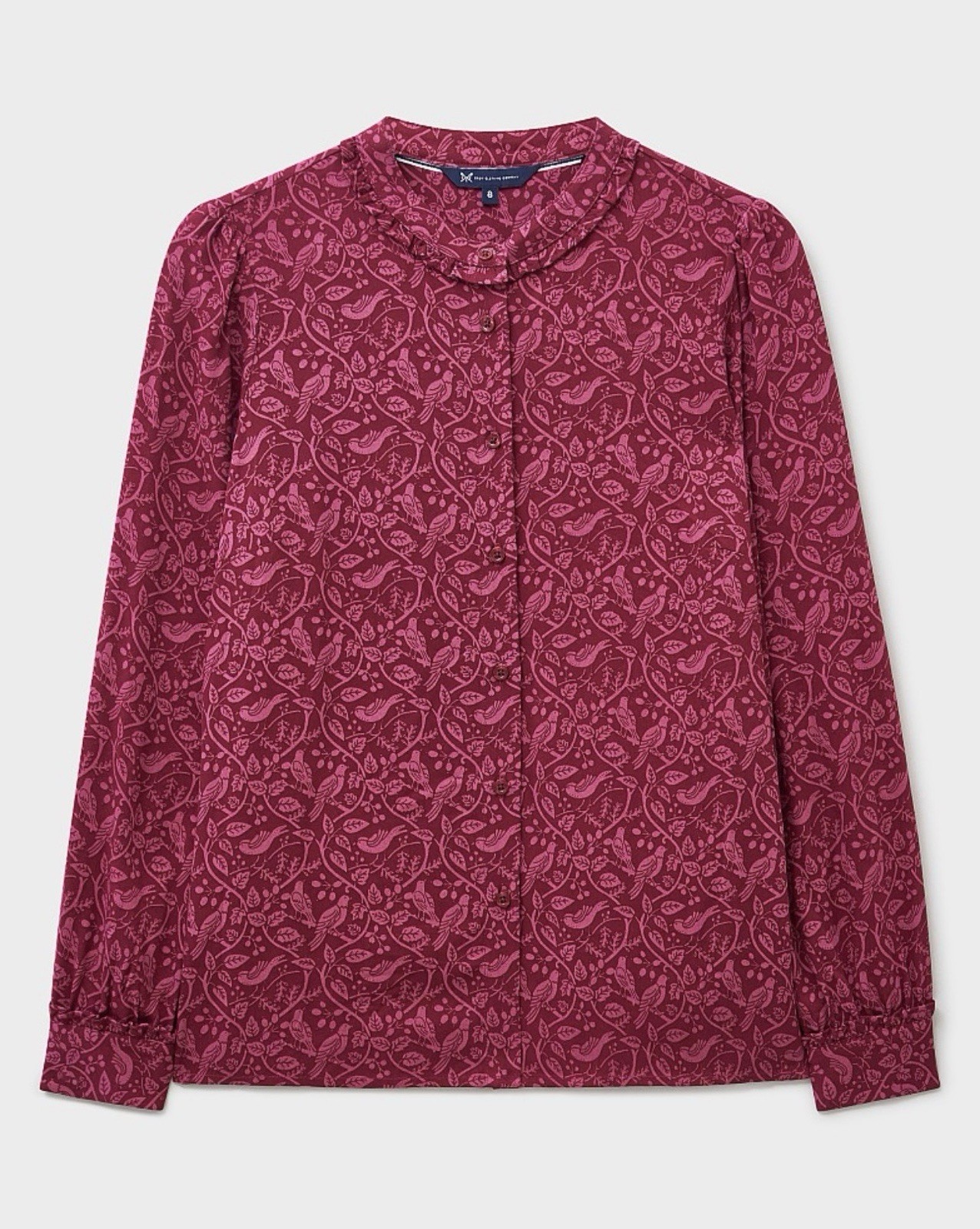 Crew Clothing Mila Print Blouse Berry Size 10 Maroon Pink Bird New Shirt Top