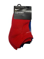 Nike Kids Ankle Socks Size 10C-3Y 3Pack Black Blue  Red