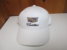 Cadillac Car Auto White Canvas One Size Baseball Hat Embroidered Logo
