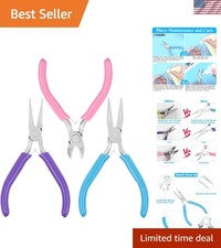 3-Piece Luxury Jewelry Making Pliers Set - Needle, Round Nose Wire Cutter