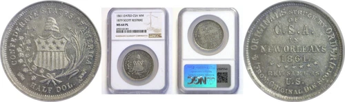 1861 50C Half Dollar - CSA Scott Restrike  NGC MS-64 PL
