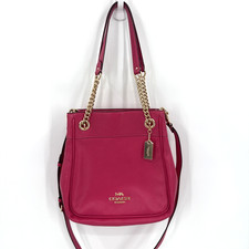 Coach Womens Hot Pink Cammie Leather Chain Bucket Handbag L2122-C8315 Barbie