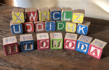 Lot Of 20 Old Vintage Wooden Blocks 13 Disney  7 blocks