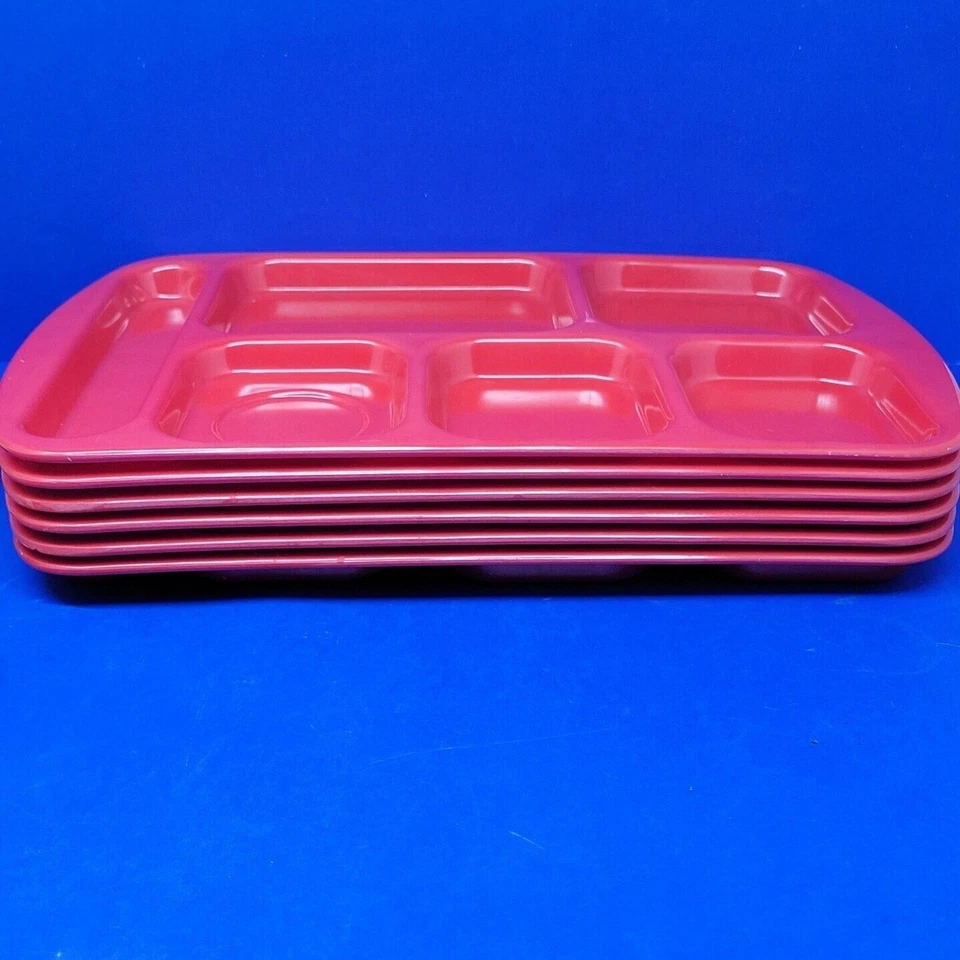 G.E.T. Enterprises TR-151 6 Compartment Cafeteria Trays Red Bundle of 6 - Image 4 of 4