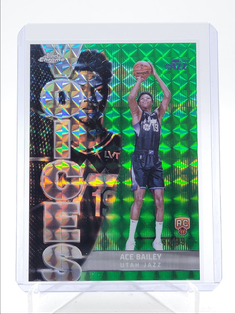 ACE BAILEY 2025-26 TOPPS CHROME VOICES GREEN GEOMETRIC ROOKIE RC /99 Q3967