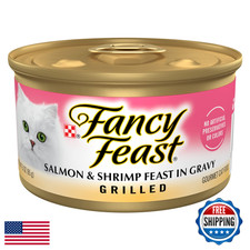 Purina Fancy Feast Grilled Wet Cat Food Salmon & Shrimp Feast, 24x3oz Cans