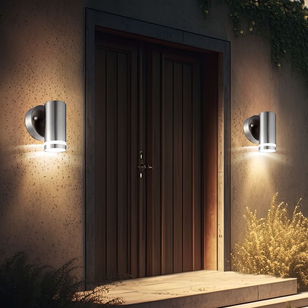 AußEnwandlampe Fassadenleuchte HaustüRlampe Edelstahl Led Gartenlampe H 11 Cm 2X-image