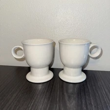 2 White Rare Demitasse Espresso Cups high bottom unbranded 3 1/4" high