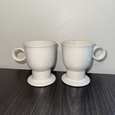 2 White Rare Demitasse Espresso Cups high bottom unbranded 3 1/4'' high