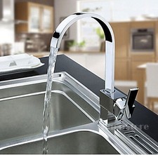 Contemporary Chrome Kitchen Faucet Single Handle Deck Mount Tall Arc Mixer Tap