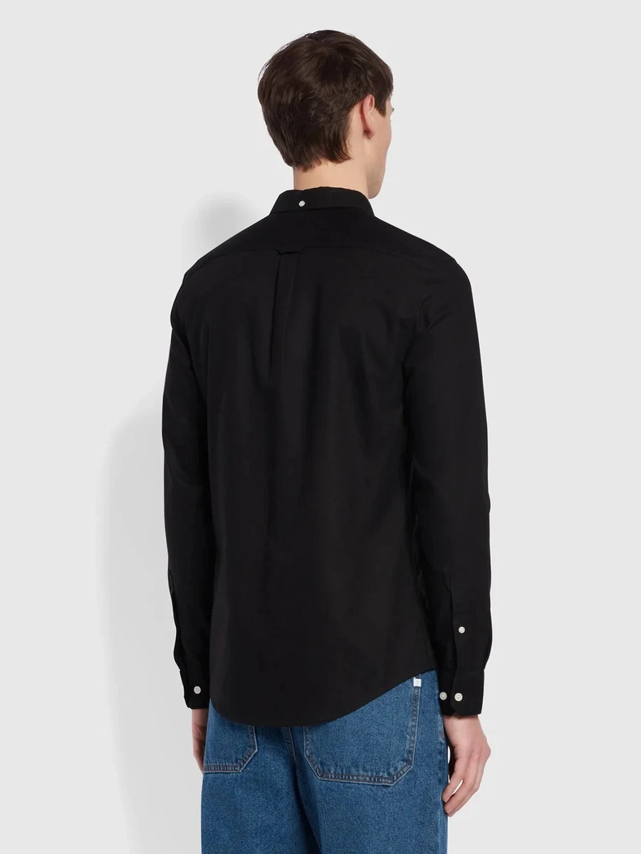 🔵Camisa Farah Brewer F4WSB060 Hombre Negro Nuevo FW25/26