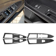 Window Lift Panel Switch Cover Trim For Ford Mondeo 13-17 Carbon Fiber Black LHD