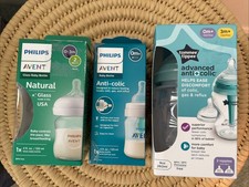 Philips Avent Glass Bottle Anti Colic Tommee Tippee 4oz Bottle Lot 0-3mo New