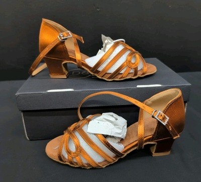Danceand Sway Cuban Heel Women's Elegant Dance Shoes Sandals Size US 5 Brown