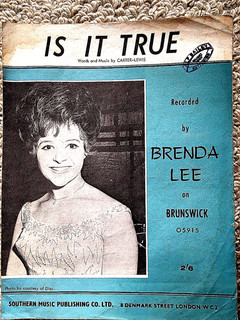 BRENDA LEE: IS IT TRUE (SHEET MUSIC)