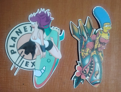 Marge Simpson & Leela Futurama Riding Rocket Vinyl Decal Sticker