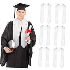 6 Pieces Unisex Graduation Stole Blanks Sublimation Graduation Sash White