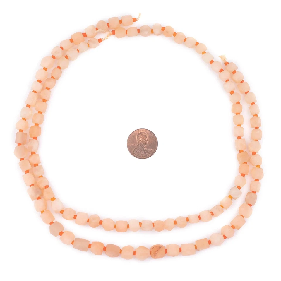 Matte Natural Cornerless Cube Calcite Beads 7mm Afghanistan Orange Faceted - Image 2 of 4