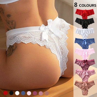 4 Pack Lot Sexy Womens Lace Panties Thongs See Through Sheer Underwear Lingeries