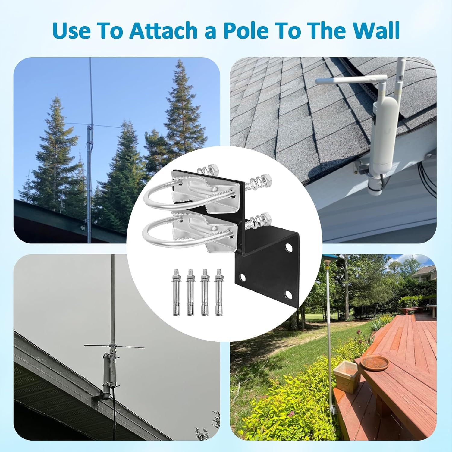 XRDS-RF Antenna Mount Kit, Black-Coated Pole Mount Bracket with Double U-Bolts C