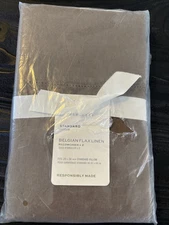 New POTTERY BARN Belgian Flax Linen 2pc Set STANDARD Pillowcases Mocha Brown NWT