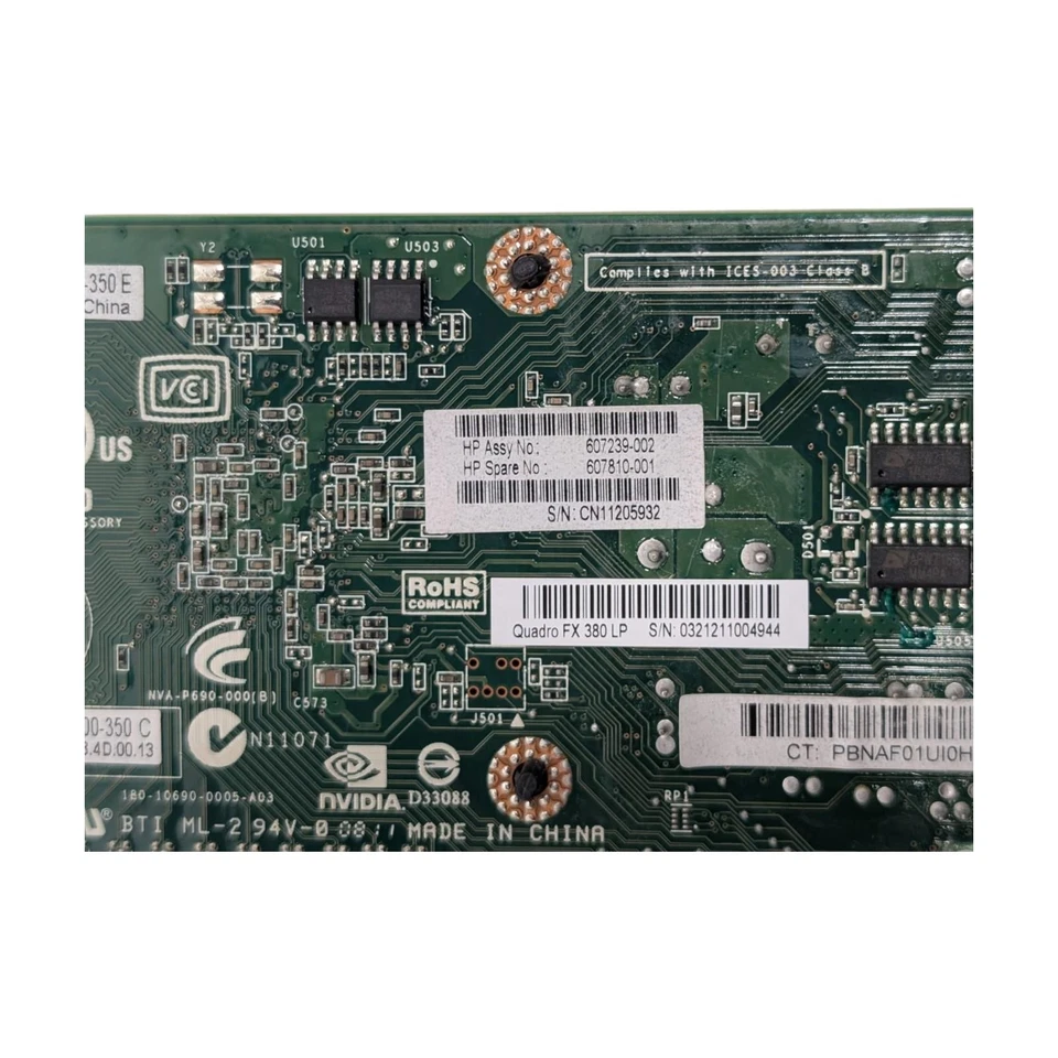 HP NVidia Quadro FX 380 512MB DDR3 PCI-E Video Card 607239-002 607810-001 - Image 4 of 4