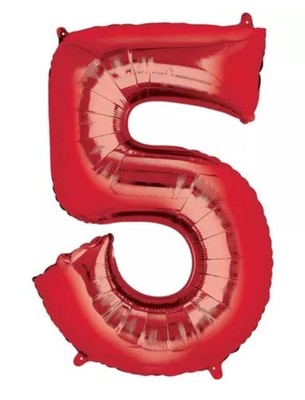BRAVA! Number  5  Single PC 34  Foil Balloon - Red