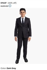 Excel Condition Dark Grey Perry Ellis Big Boy Size 18 Suit Pants Vest Jacket Tie