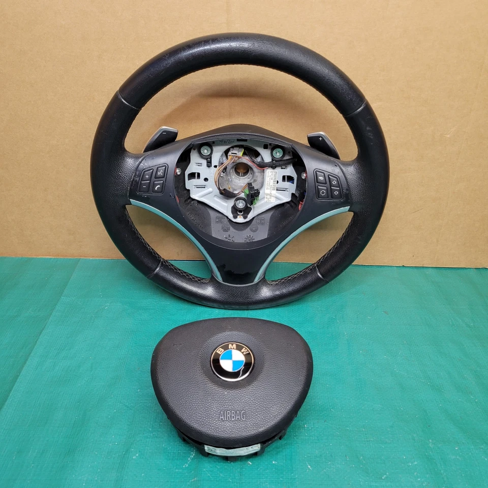 2007-2011 BMW E90 E92 E93 328i 330i 335i Sport Steering Wheel Leather W/ Paddle - Image 3 of 4