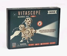NEW Wooden Puzzle DIY Vitascope Mechanical Gears Movie Projector Hands Craft 