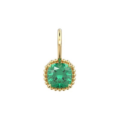 Smaragd Kissenschliff Anhänger/14k massiv Gold Charm/Mai Geburtsstein Geschenk