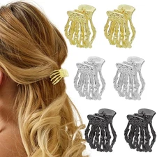 6 Pcs Halloween Skeleton Hand Hair Clips Gothic Skull Bone Hand Hair Claws Small