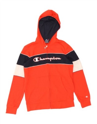 CHAMPION Jungen Grafik Zip Hoodie Pullover 13-14 Jahre XL rot Colourblock AN17