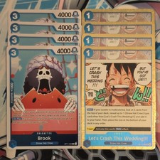 4 x One Piece Brook OP11-056 R & 4 x Let's Crash This Wedding!!! 060 R Mint
