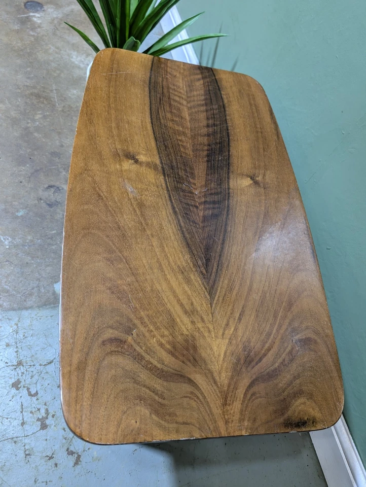 Vintage Coffee Table Low Mid-century European Walnut Side Table Plant Stand - Image 4 of 4