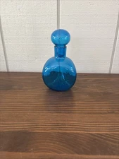 Blenko Blue/turquoise Triangular Decanter with Stopper.