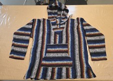 Mexican Baja Hoodies Multicolor Stripes Pullover Sweater